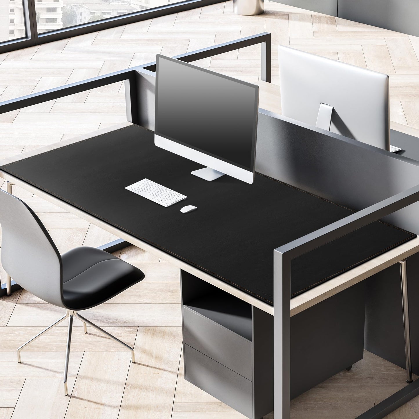 MAIDERN 59”x 27.5” Cork & Leather Desk Mat XL, Large Desk Pad (Black)