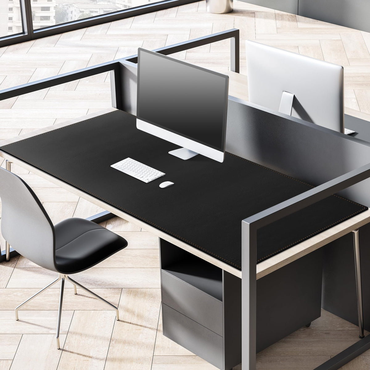 MAIDERN 59”x 27.5” Cork & Leather Desk Mat XL, Large Desk Pad (Black)