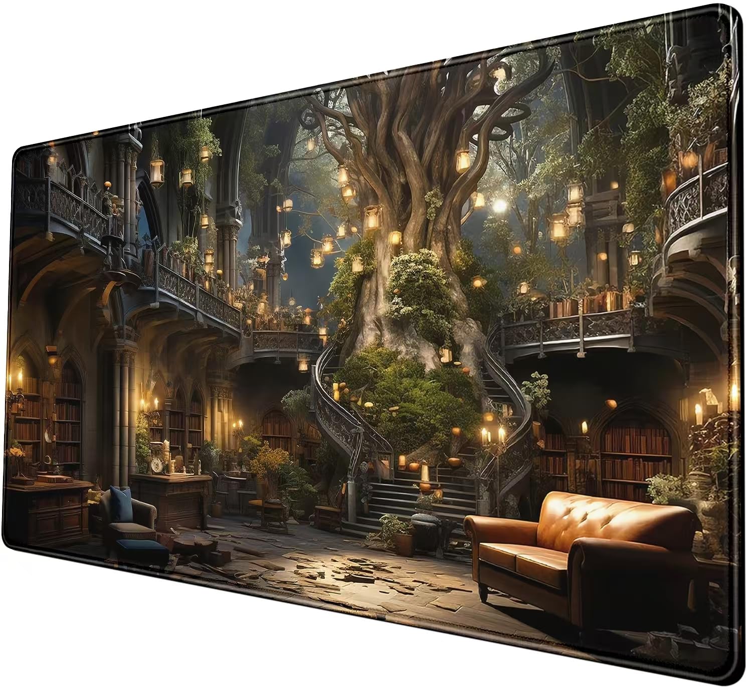 Nasdalgias Dark Academia Bookish Desk Mat Adventure Dreams Extended Mousepad Large Gaming Mousepad