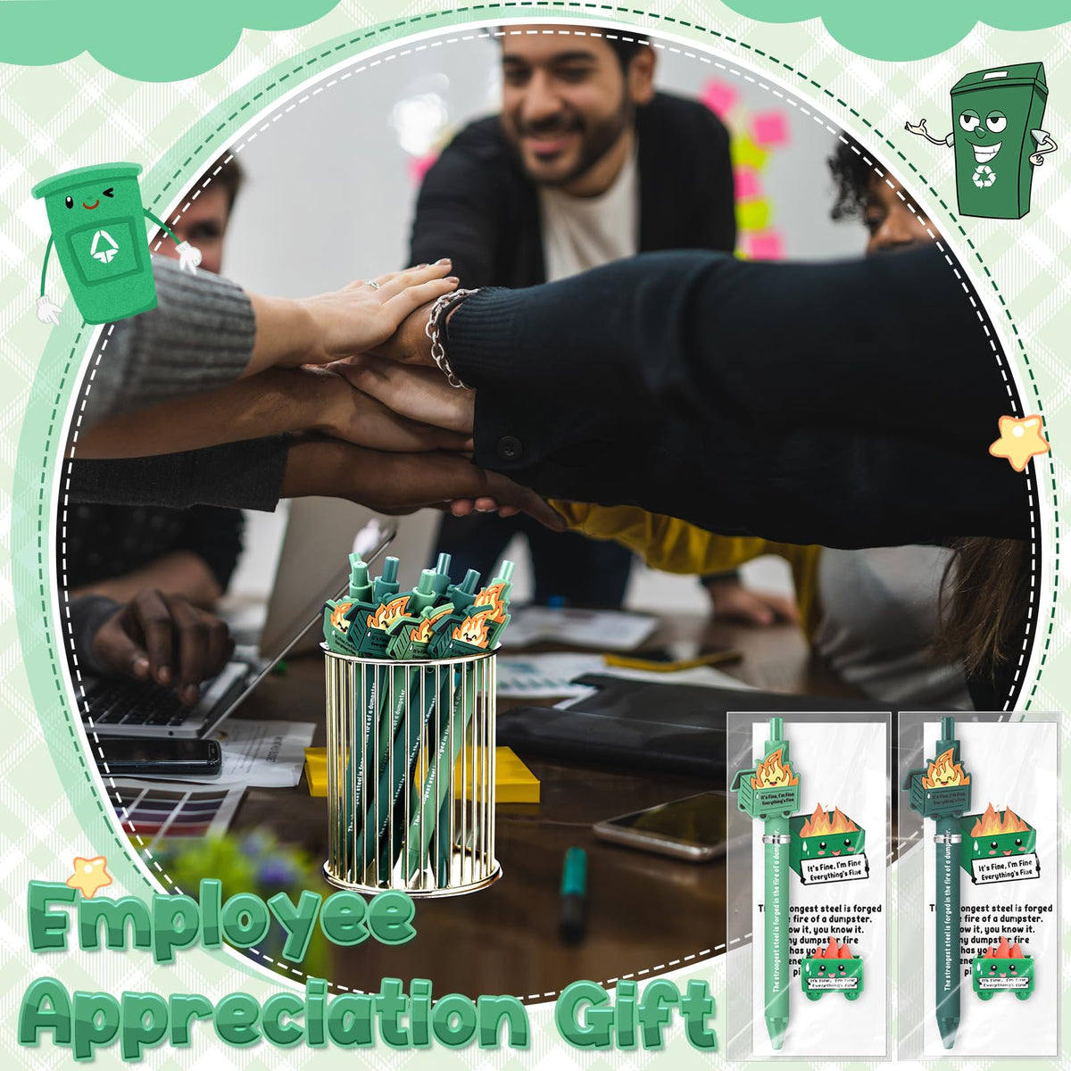 Sayglossy 36 Set Dumpster Desk Accessories Employee Gifts Bulk,Green