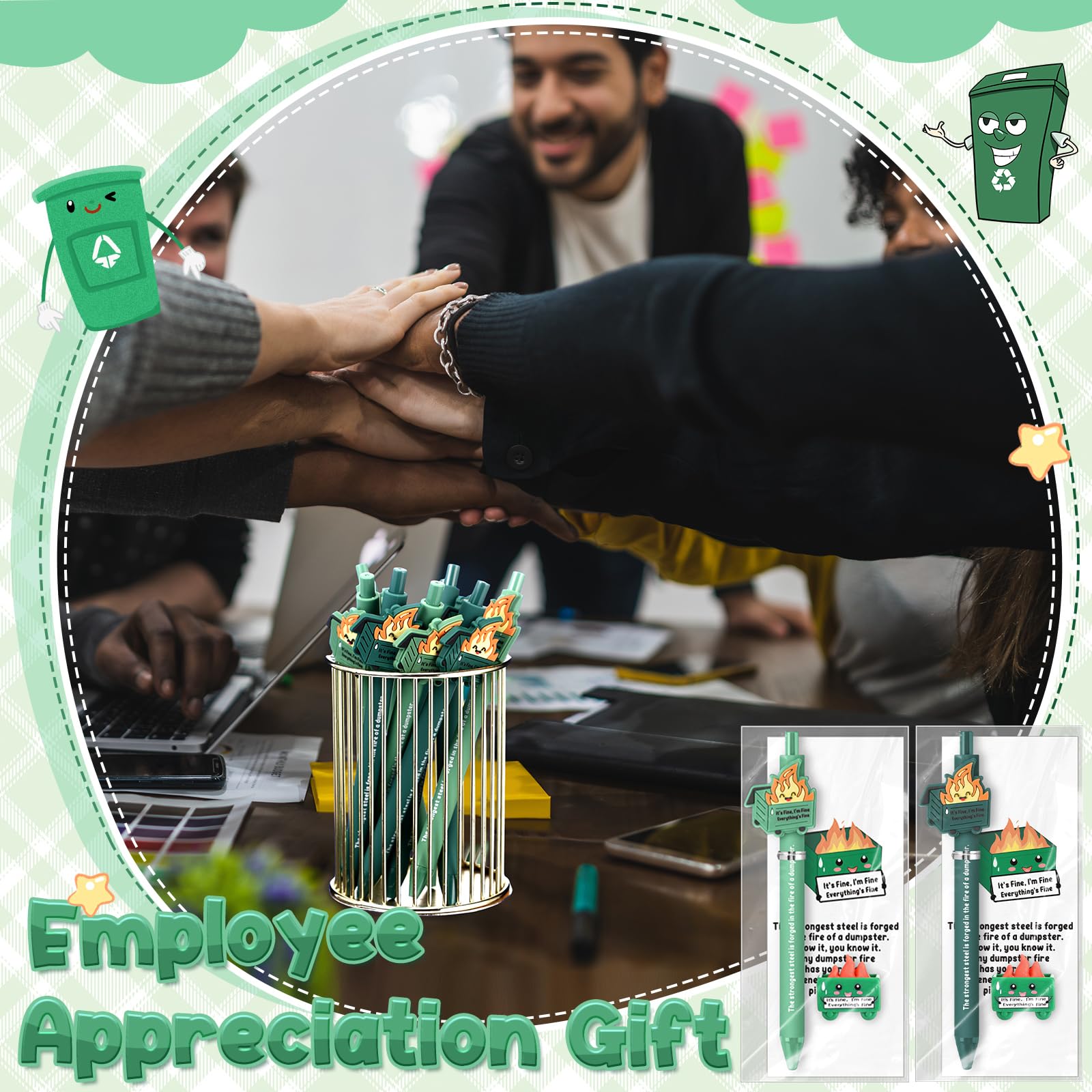 Sayglossy 24 Set Dumpster Desk Accessories Employee Gifts Bulk,Green