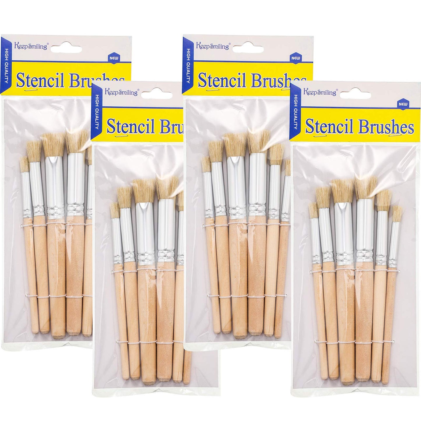 Patelai 24 Pcs Wood Stencil Brushes Natural Bristle Dome Art Painting Brush
