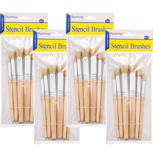 Patelai 24 Pcs Wood Stencil Brushes Natural Bristle Dome Art Painting Brush