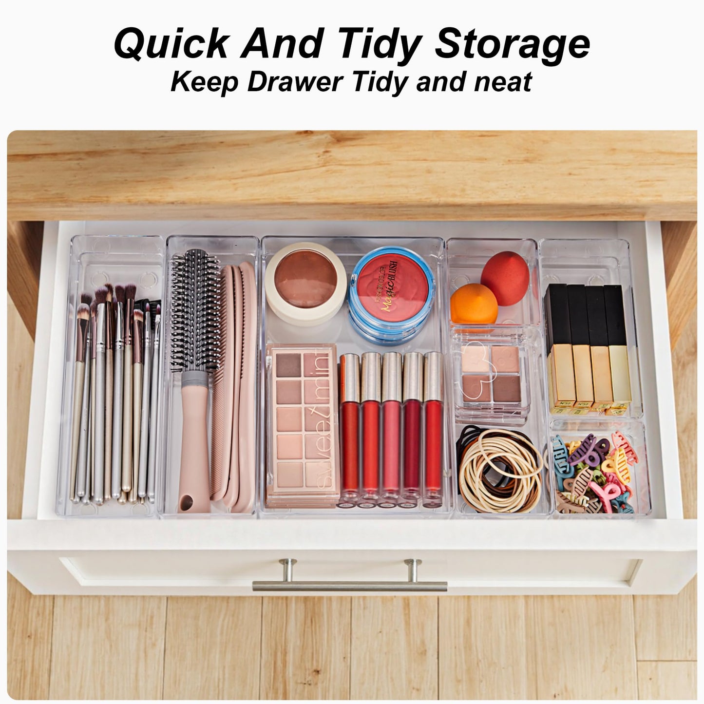 SMARTAKE 25 PCS Drawer Organizer, 4-Size Desk Drawer Organizer Trays