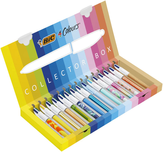 BIC 4 Colours Special Collection of 15 Ball Pens Medium Points (1.00 mm) and Wide Point (1.6 mm)