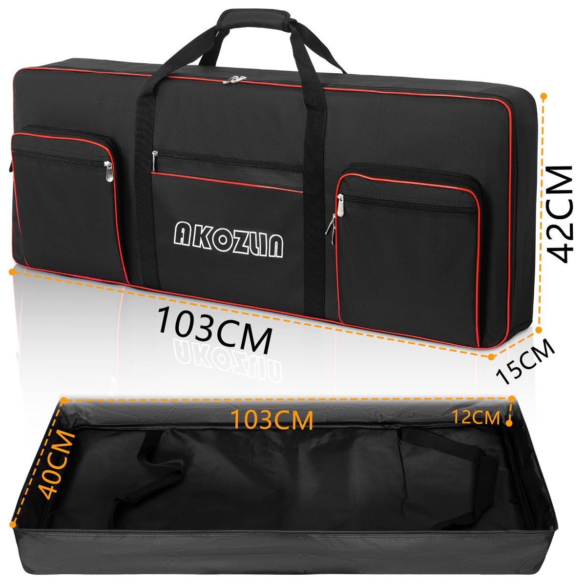 AKOZLIN 61 Key Keyboard Case, Soft Padded Keyboard Gig Bag, Piano Bag