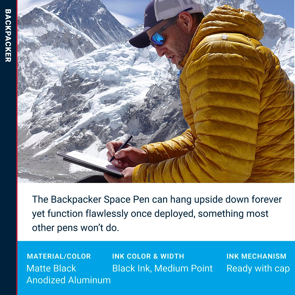 Fisher Space Pen Black Backpacker Pressurized Ballpoint Pen, Gift Box