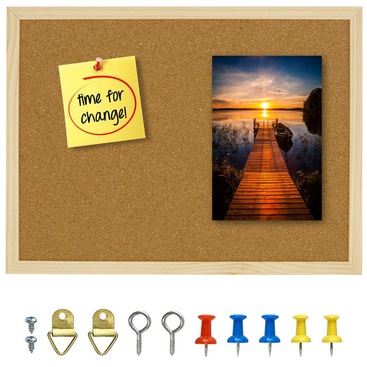 OWLKELA Cork Board, 14.6"x11", Wooden Frame