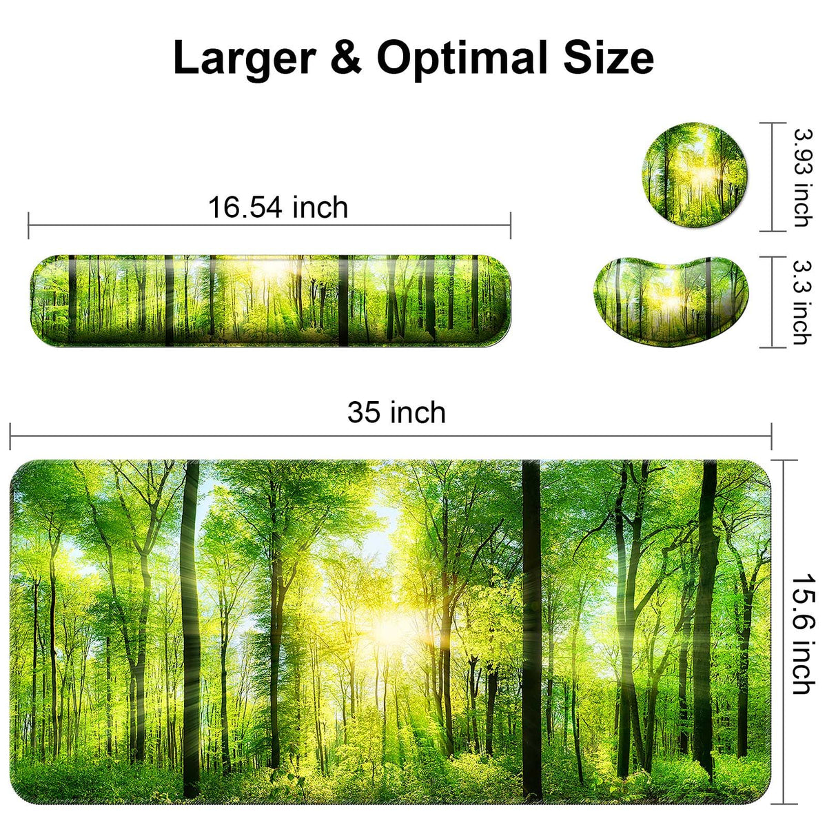 4 in 1 Mouse Pad and Keyboard Wrist Rest,Large Desk Mat,Coaster Set-Forest
