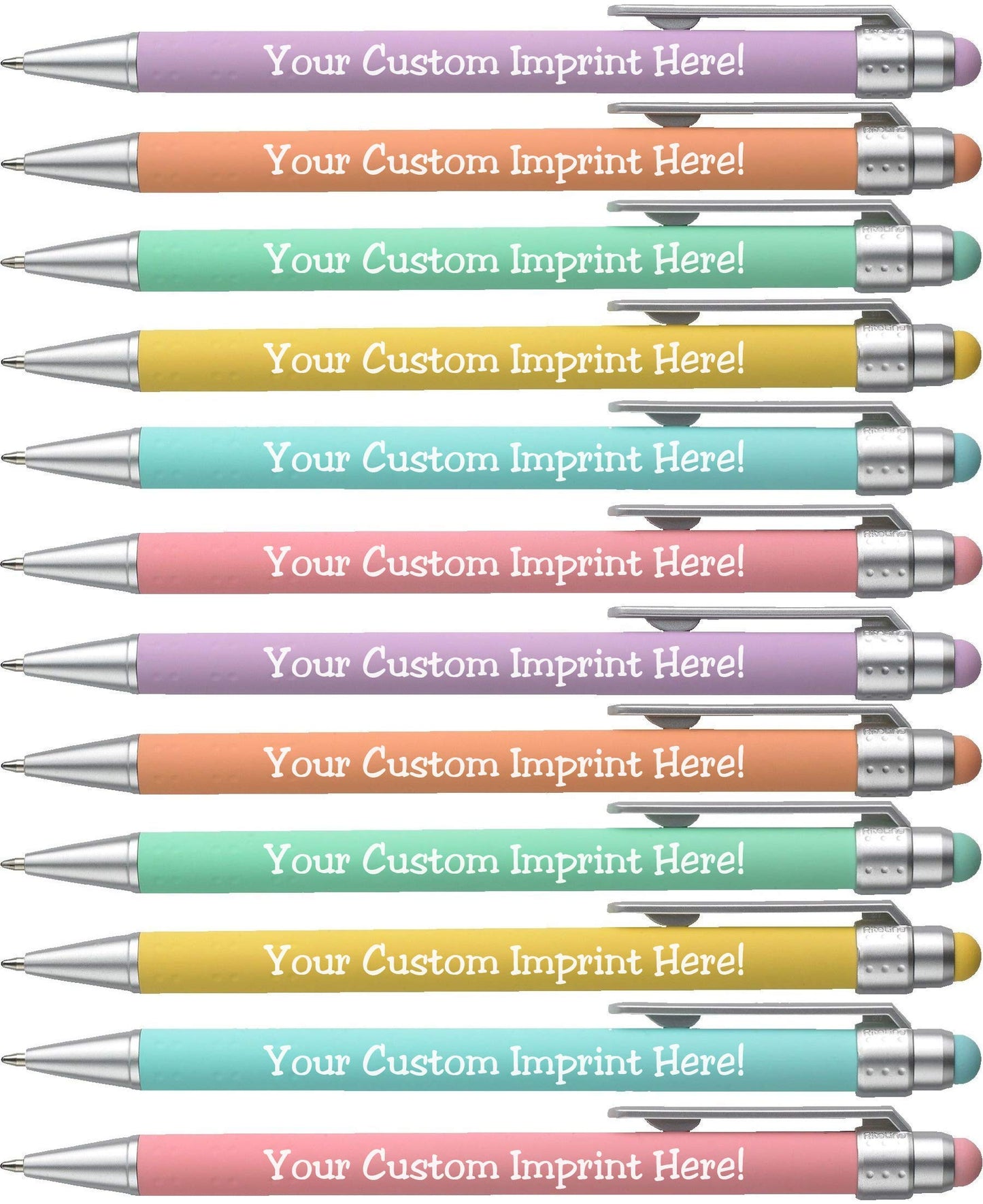 ExpressDesigns™ - Pastel Personalized Pens with Stylus - Soft Touch Design - Custom Printed Name