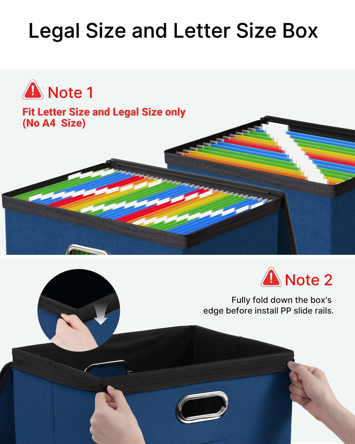 Oterri File Box Large 2-Pack Hanging Organizer for Letter/Legal-Size Folder