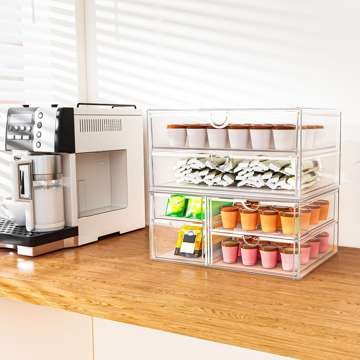 ARSTPEOE Acrylic Organizer with 6 Drawers, Bathroom Counter Organizer, Makeup Desk Organizers