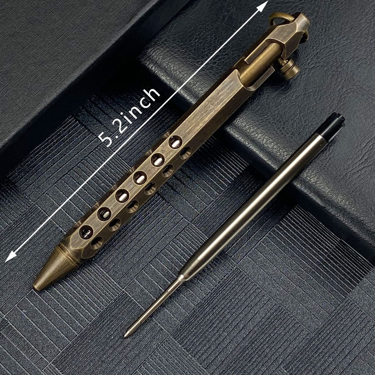 Bolt Action Pen, Metal edc Tactical Pocket Pen, Brass Pen with Refills