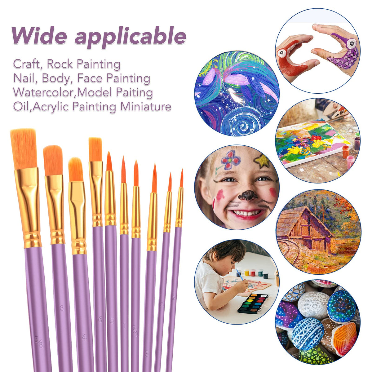 ESRICH 160PCS Paint Brushes, Paint Brush for Acrylic Painting