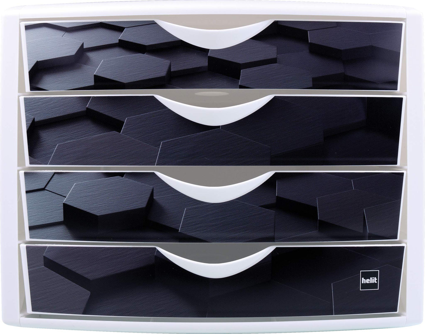Helit H6129695 - The Chameleon Drawer Box 4 Drawers for DIN A4 Format Dark Hexagon, Pack of 1