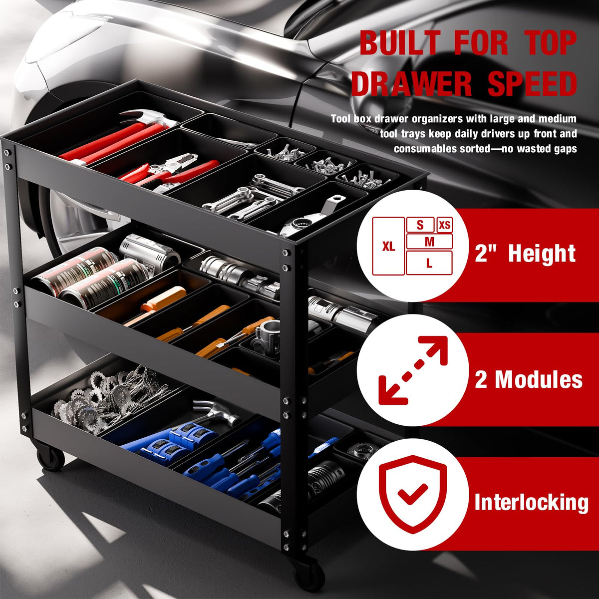 inihpocv 10 PCS Tool Box Drawer Organizers, Large & Medium Tool Trays for Tool Box Organization