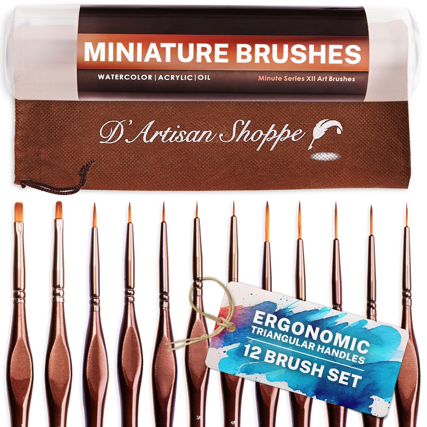D'Artisan Shoppe Miniature Paint Brushes, Fine Detail Brushes for Models