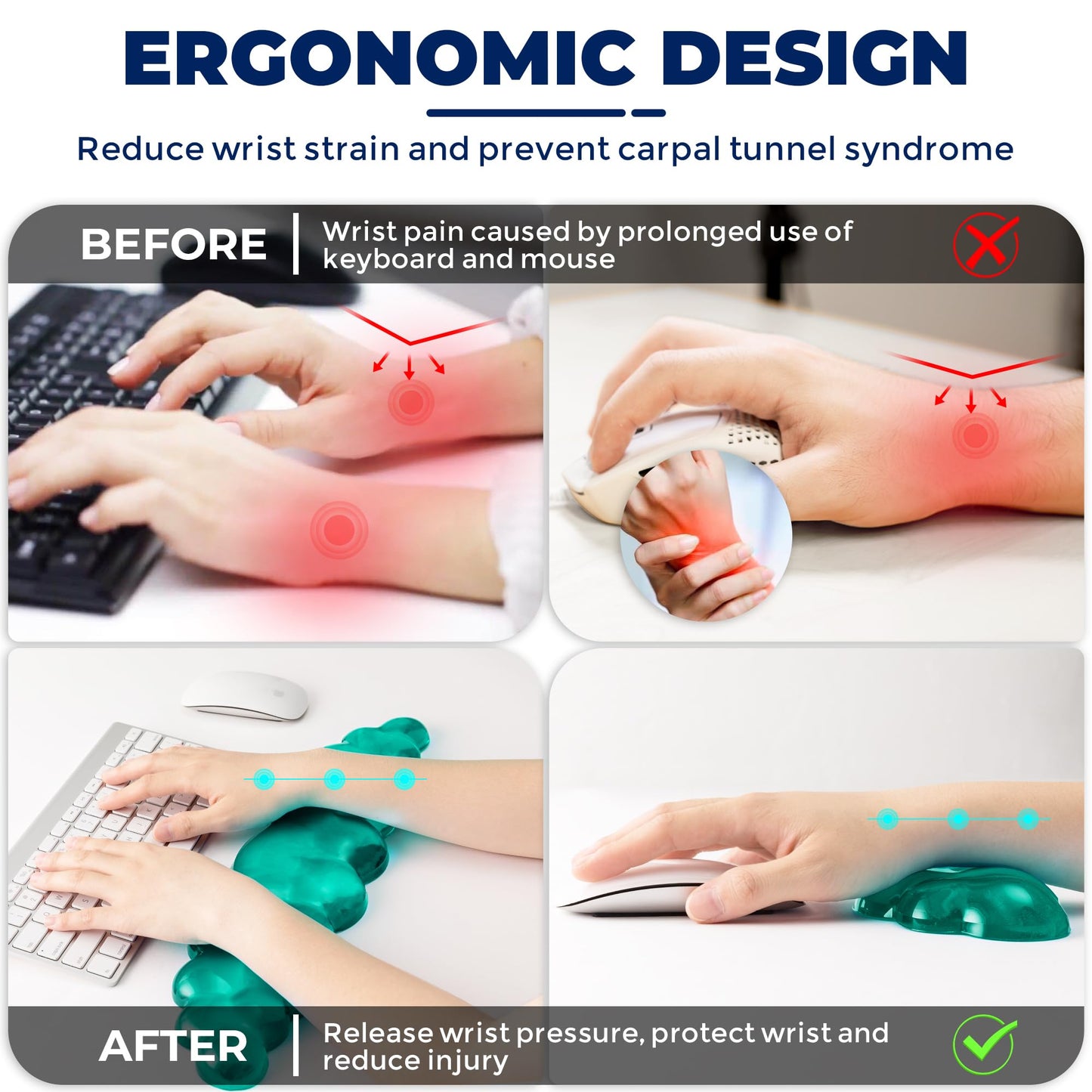 ABRONDA Gel Cloud Keyboard & Mouse Wrist Rest Set - Cloud Keyboard Wrist Rest Pad & Mouse Support