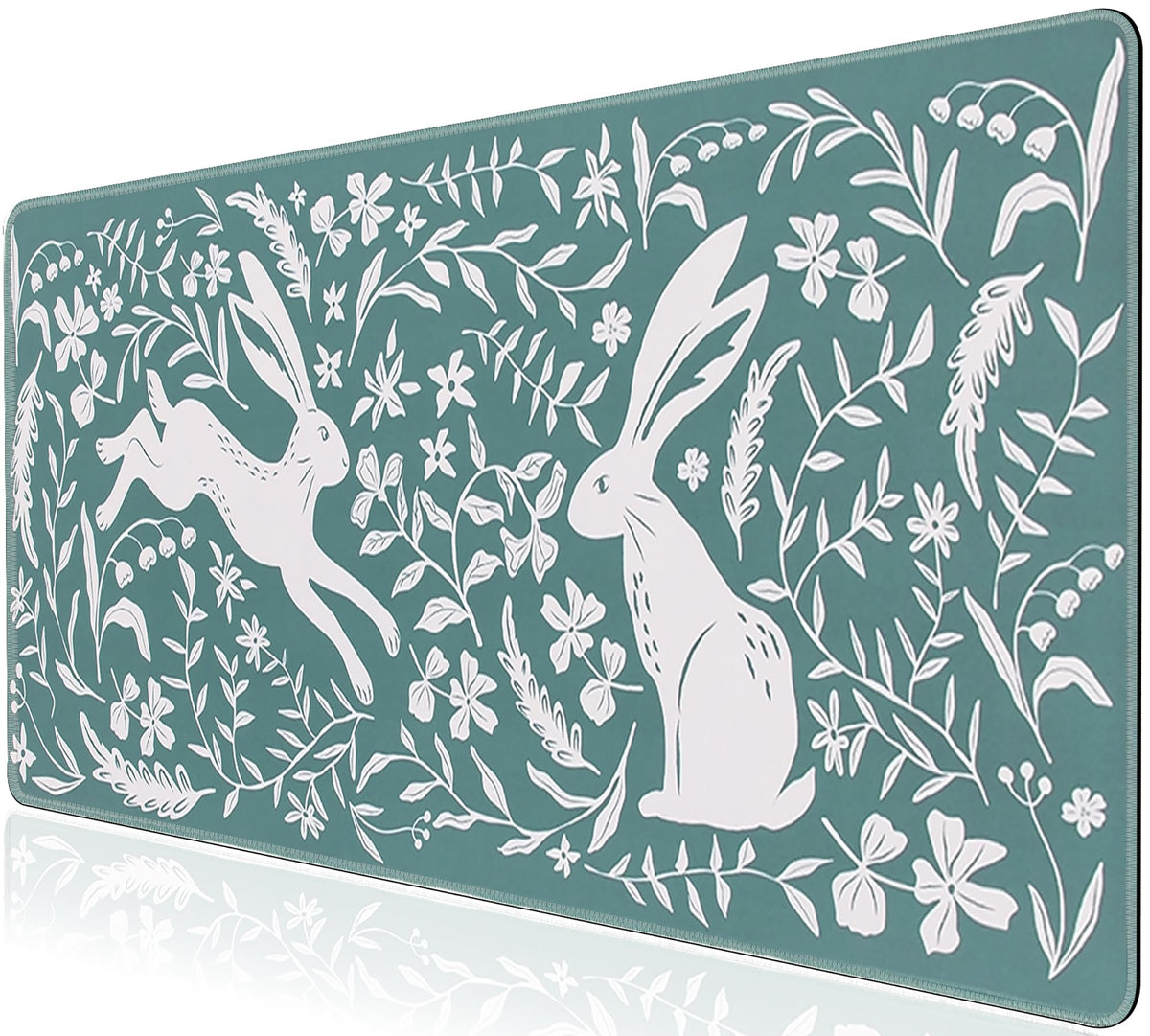 L-SPOUTTO Green Desk Mat for Keyboard and Mouse,XXL Boho Gaming Mouse Pad