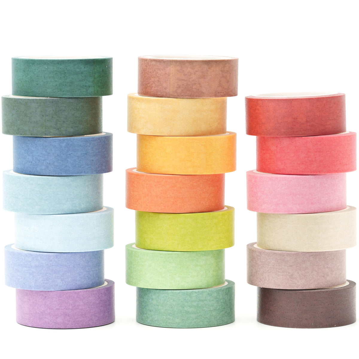 YUBBAEX 20 Rolls Solid Colors Washi Tape Set Pastel Colored Masking Rainbow Decorative Tapes