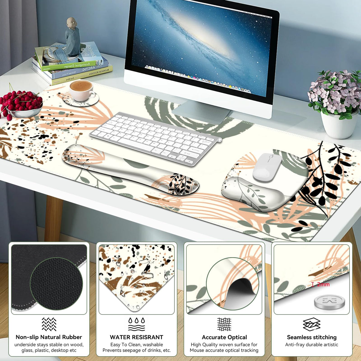 NXZGO Large Mouse Pad with Wrist Support 4 in1 Set, XXL Big Game Mousepad + Keyboard Wrist