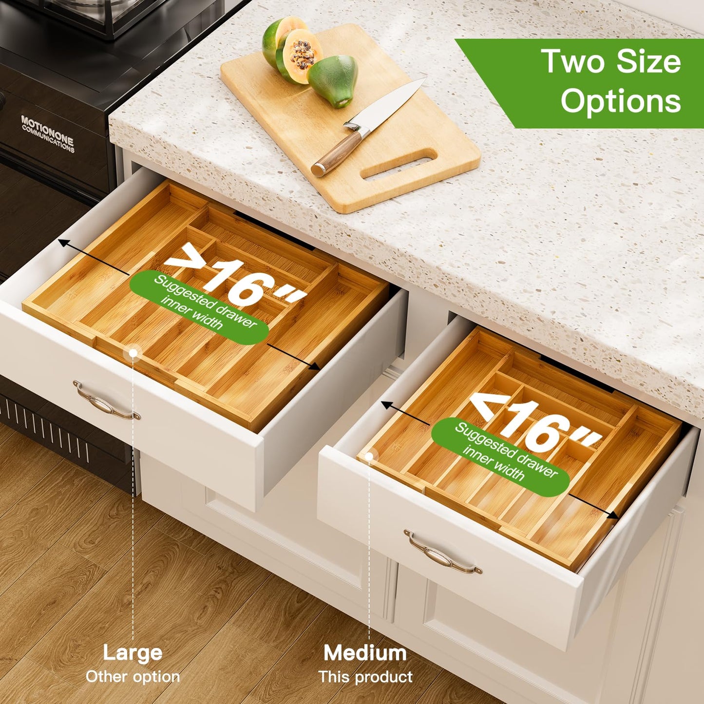 Pipishell Bamboo Expandable Drawer Organizer for Utensils Holder, Adjustable Cutlery Tray, Wood