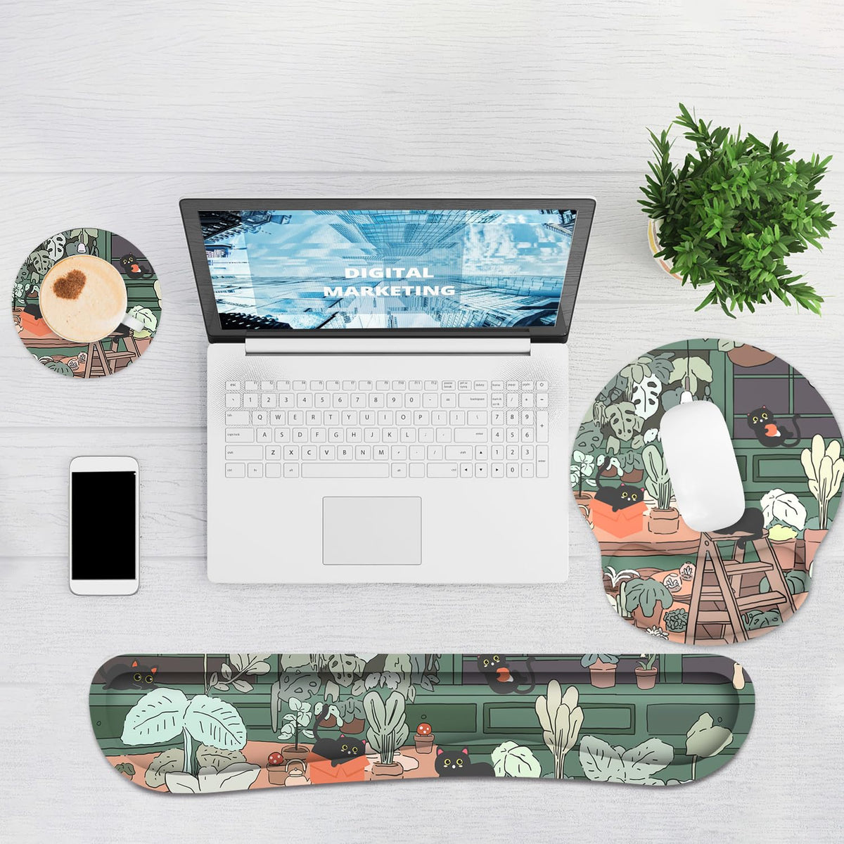 Ergonomic Mouse Pad with Wrist Rest and Keyboard Wrist Rest, Mousepad