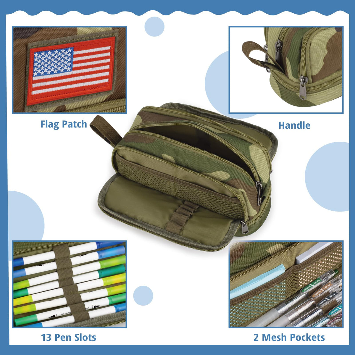 Tactical 4 Compartments Pencil Case for Boy, Large Pen Pouch Bag for School