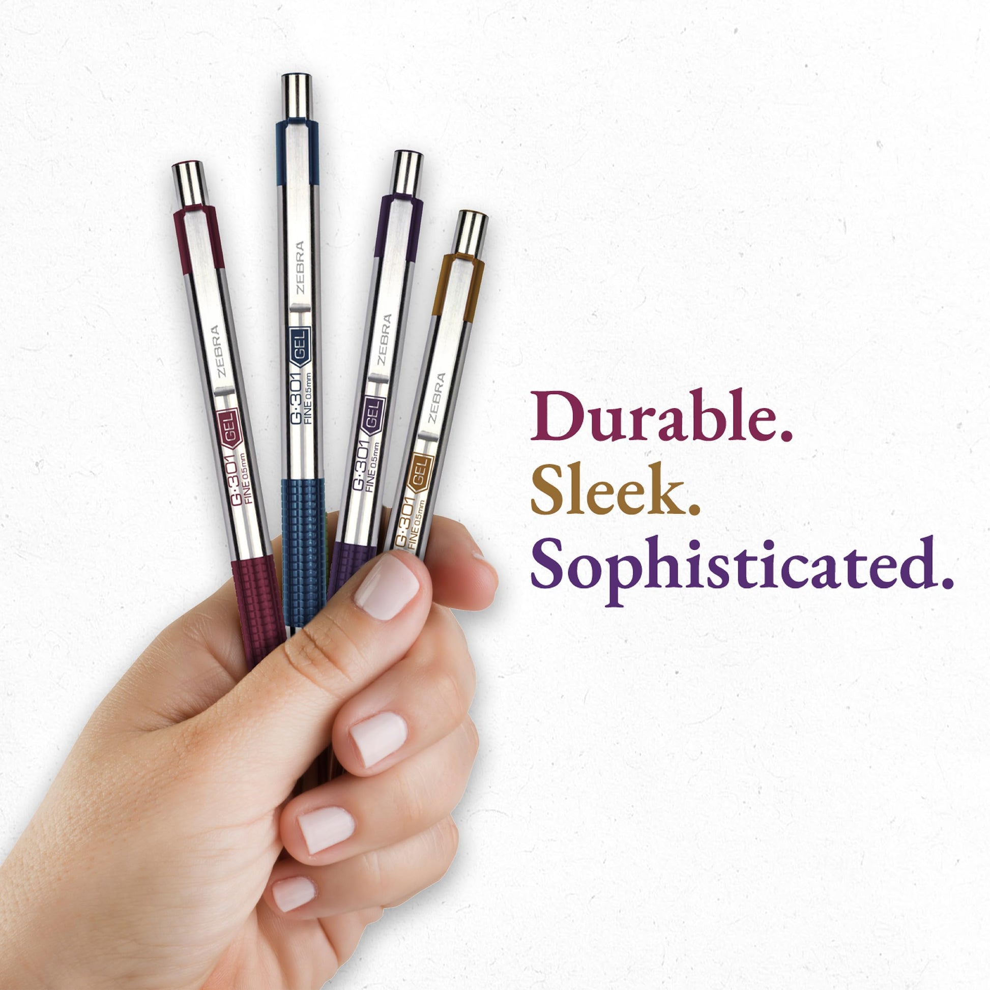 Zebra Pen STEEL G-301 Retractable Gel Pen, Assorted Vintage Ink, 0.5mm, 4Pk
