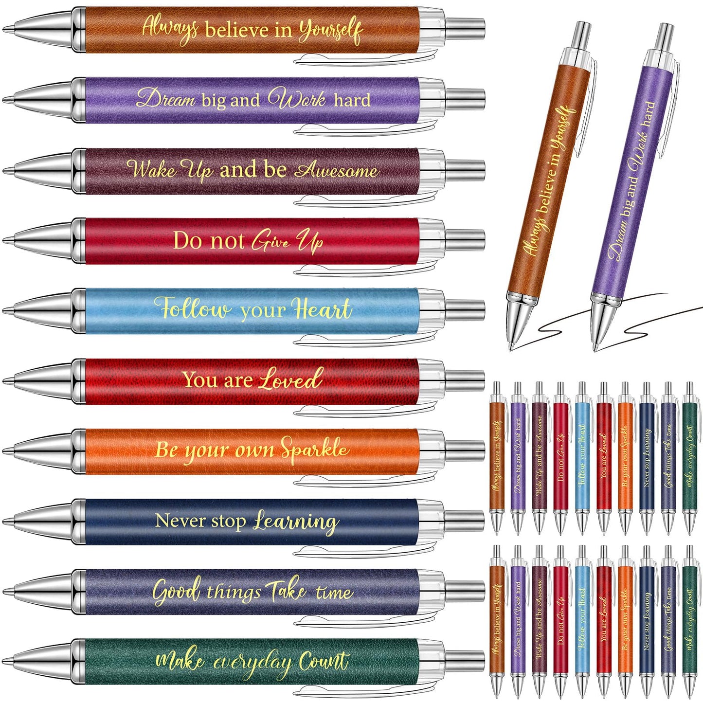 Yeaqee 50 Pcs Motivational Pens Bulk Inspirational Quotes,Morandi Style