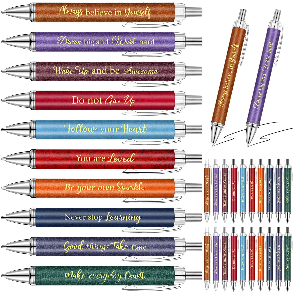 Yeaqee 50 Pcs Motivational Pens Bulk Inspirational Quotes,Morandi Style