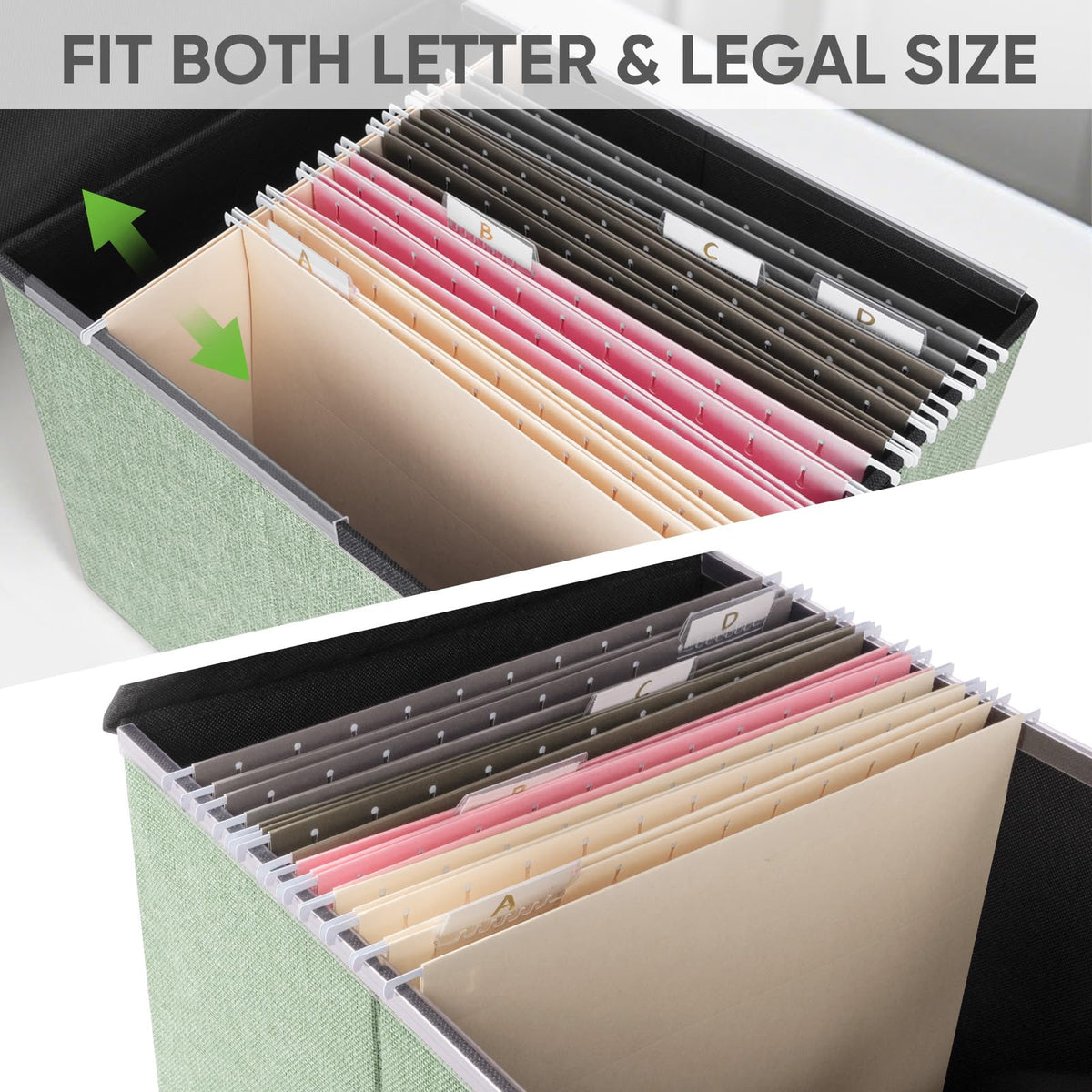 BALEINE File Organizer Box with Lid, Collapsible Hanging File Storage Box