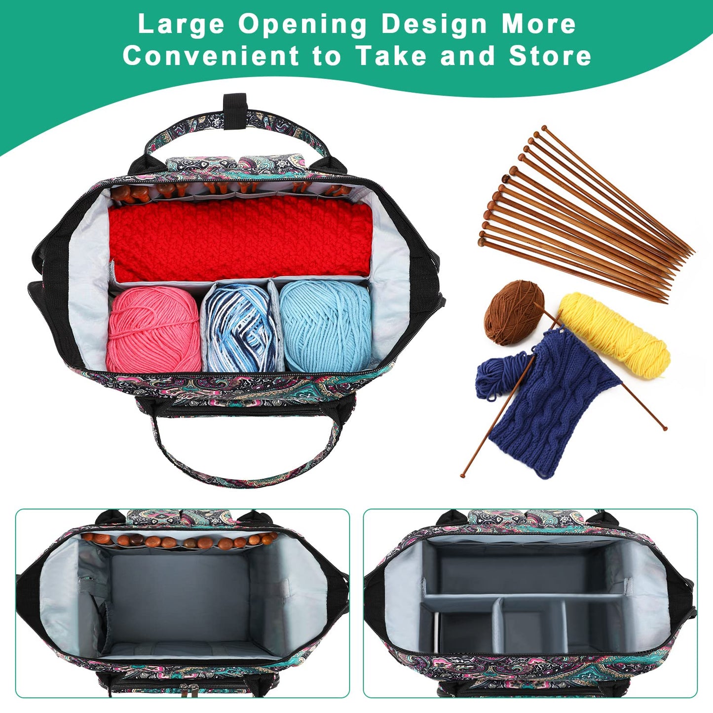 KOKNIT crochet bag,knitting Backpack and Tote Bag Storage Bag Large capacity Yarn Storage Organizer
