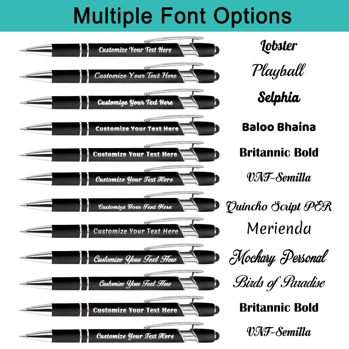 Aolun Personalised Pen,Custom Engraved Ballpoint Pen with Stylus,Soft Touch Metal,Enter Name,Logo