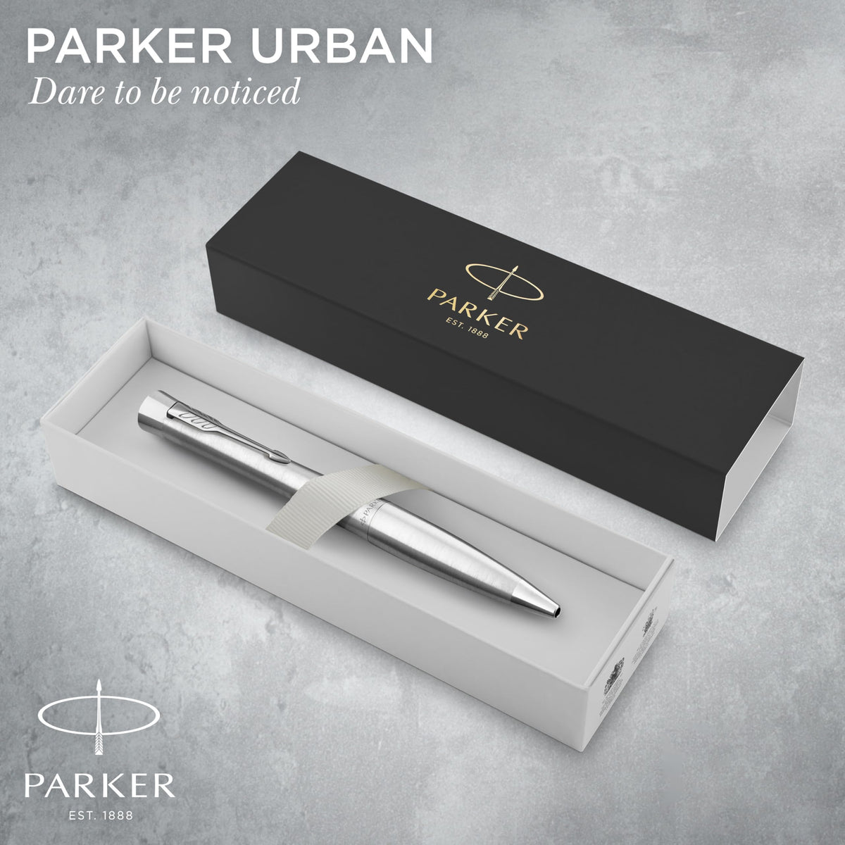 Parker Urban Twist Ballpoint Pen | Metro Metallic with Chrome Trim | Medium Point Blue Ink Refill |