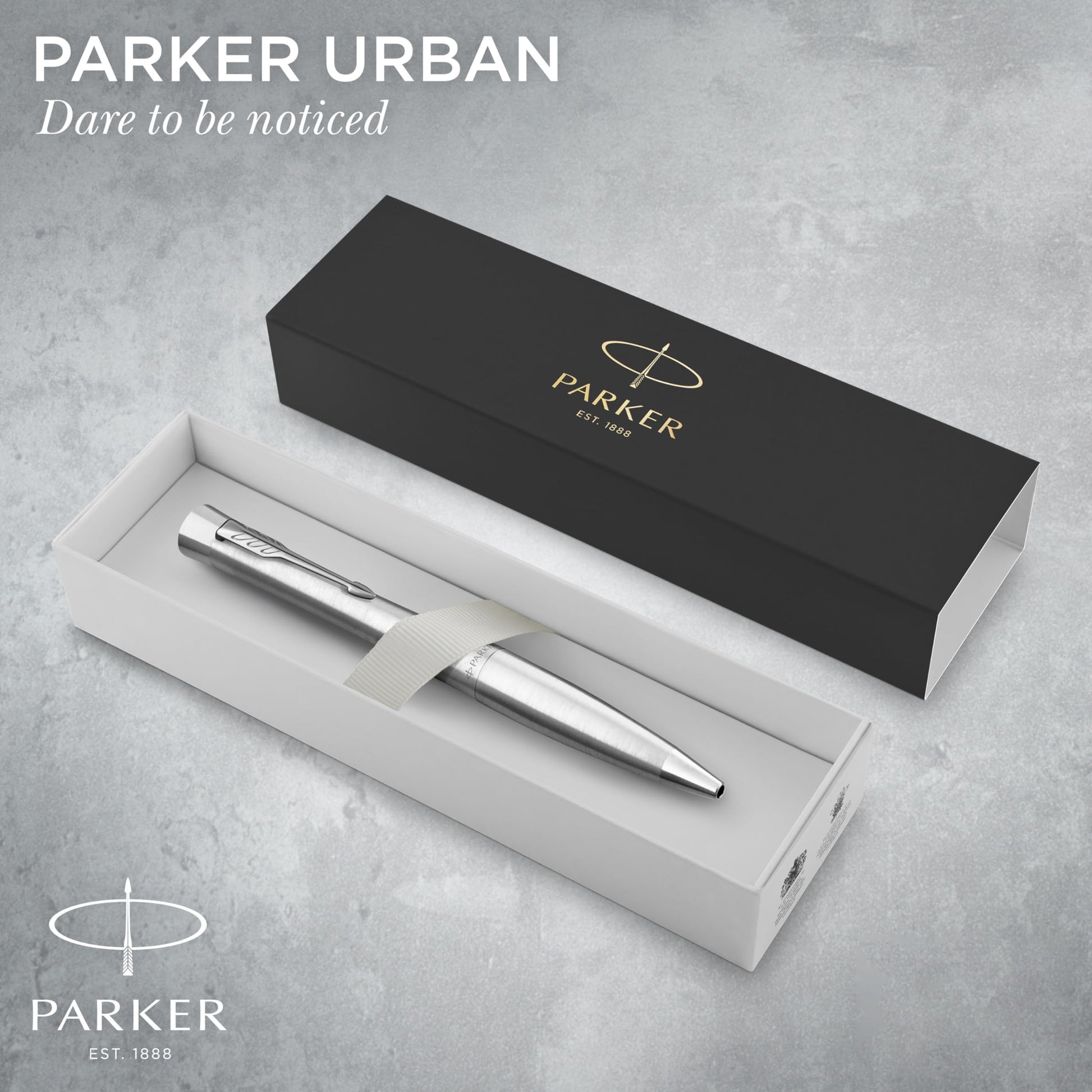 Parker Urban Twist Ballpoint Pen | Metro Metallic with Chrome Trim | Medium Point Blue Ink Refill |