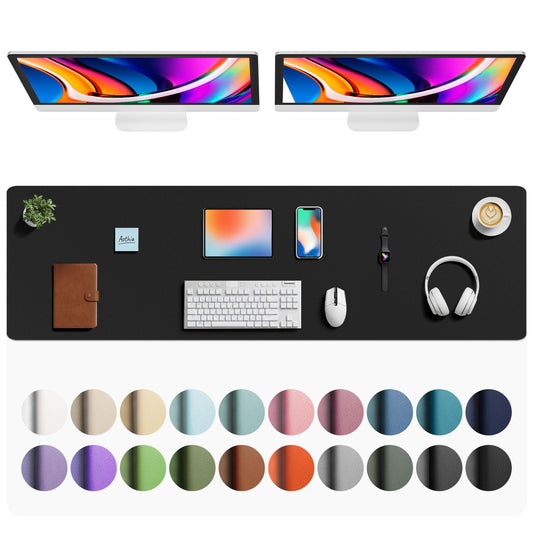 Aothia Faux Leather Desk Mat - Large Mouse Pad, Non-Slip PU Leather Blotter, Waterproof Writing