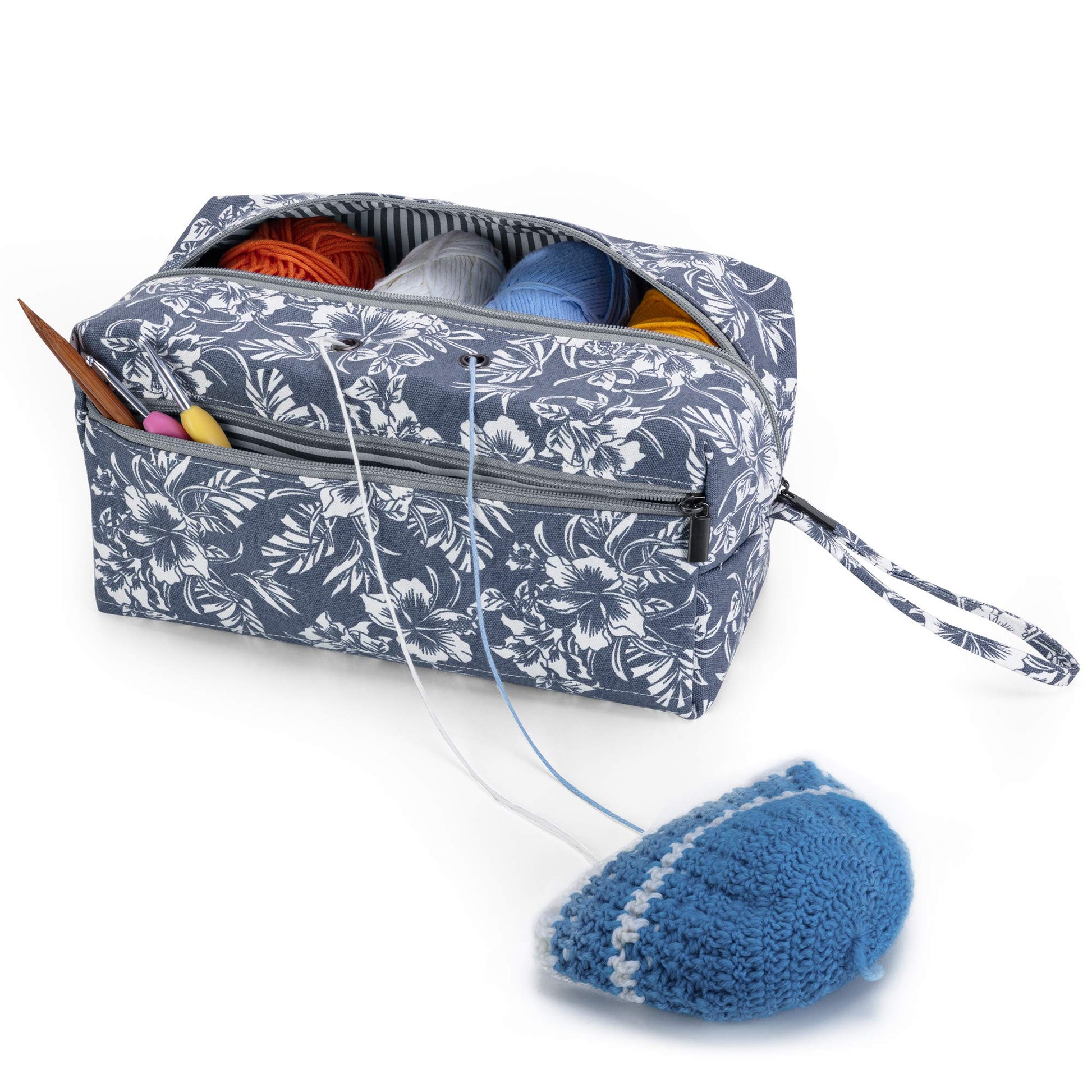 LUXJA Large Yarn Storage Bag for Yarn Skeins, Flowers