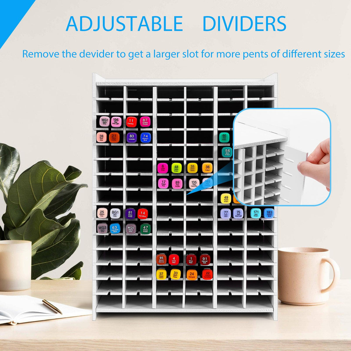 Yrangee Marker Organizer for Desk,180 Slots Marker Storage with Divider