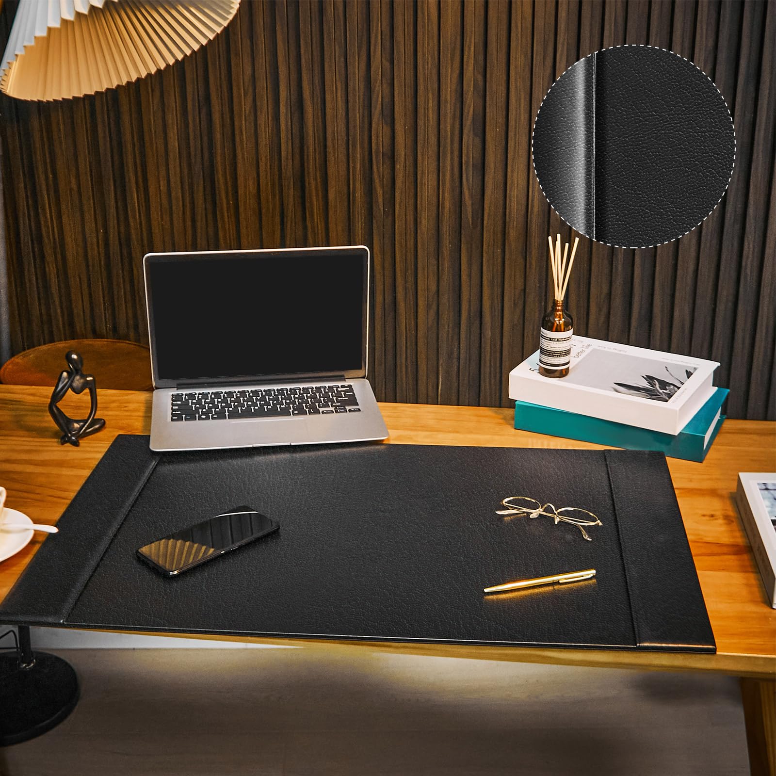 Saysurey Leather Desk Pad Protector with Side Rails, Executive Office Desk Mat for Home Workspace