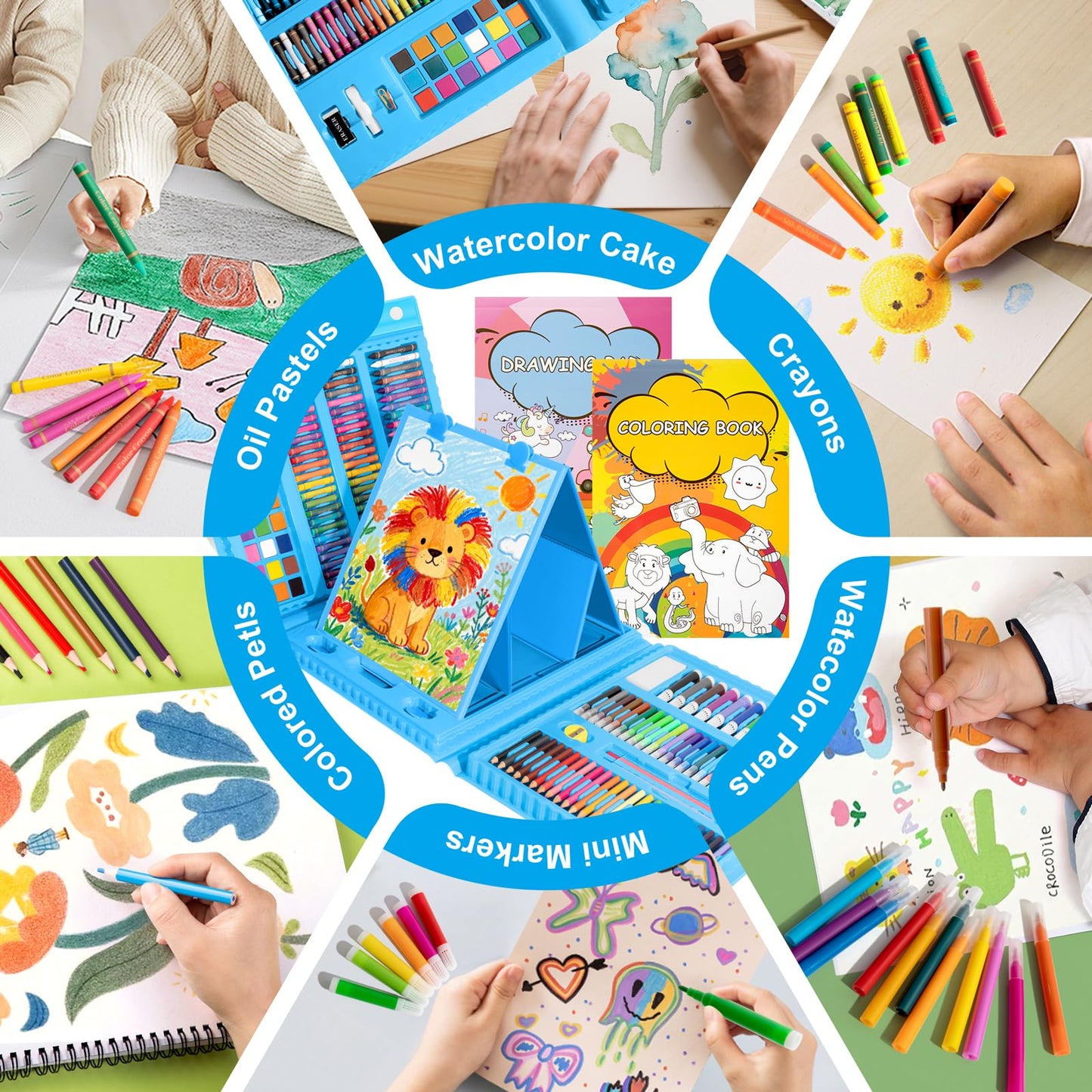 GOTIDEAL Kids Art Set,Art Supplies for Kids,210 PCS Art Kit,Blue