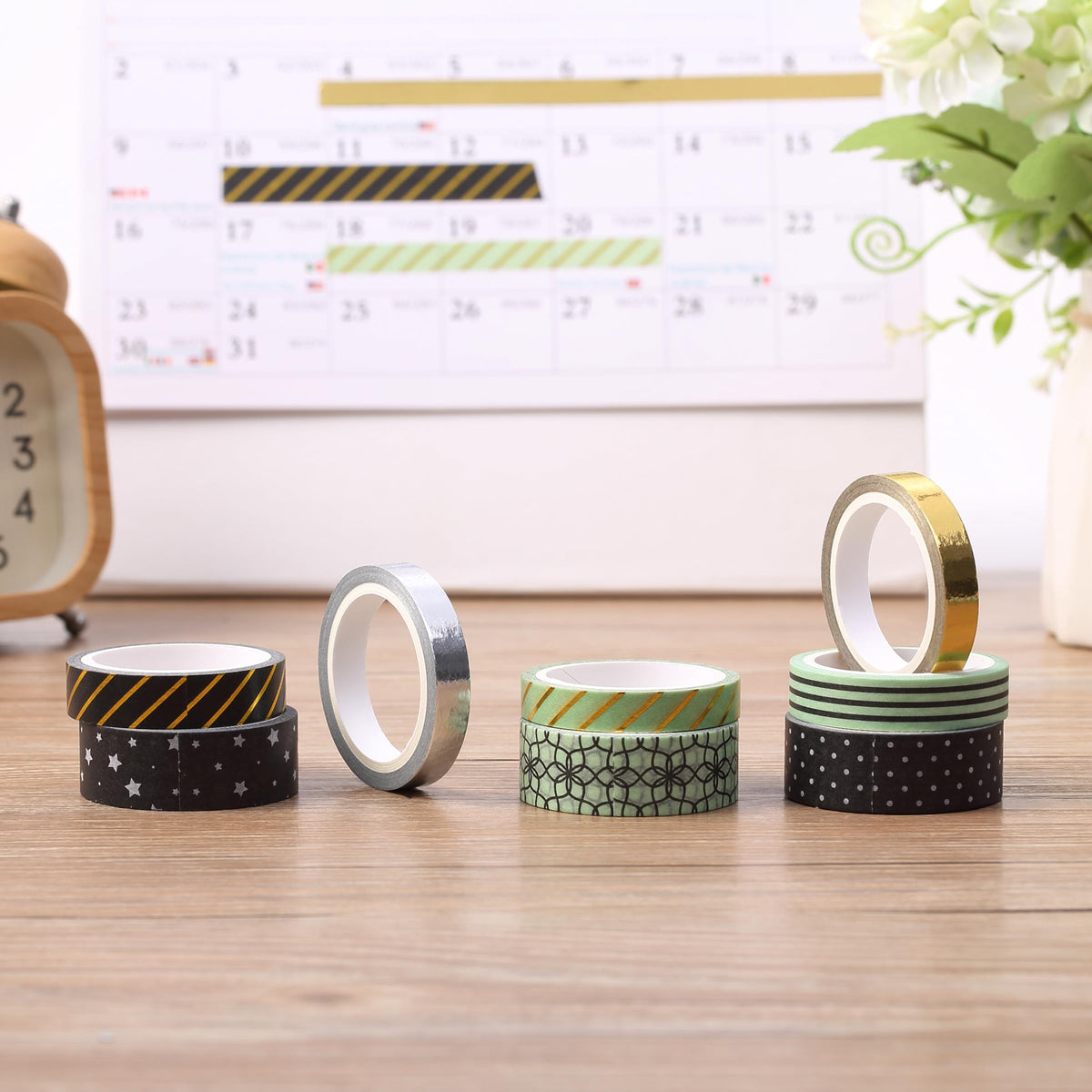 Mr. Pen- Washi Tape Set, 8 Rolls, Assorted Sizes, 5 Yards/Roll