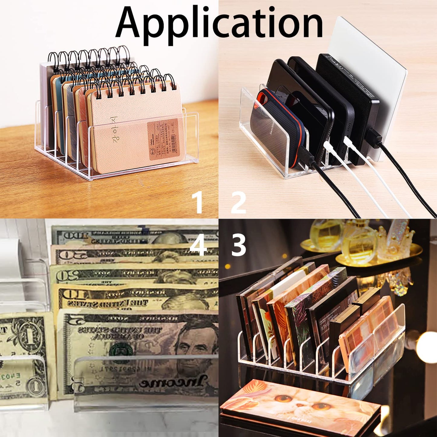 Halyuhn Acrylic Mail Organizer for Sorting Mail, Business Card 2Pack, 5 Slots Mail Holder for