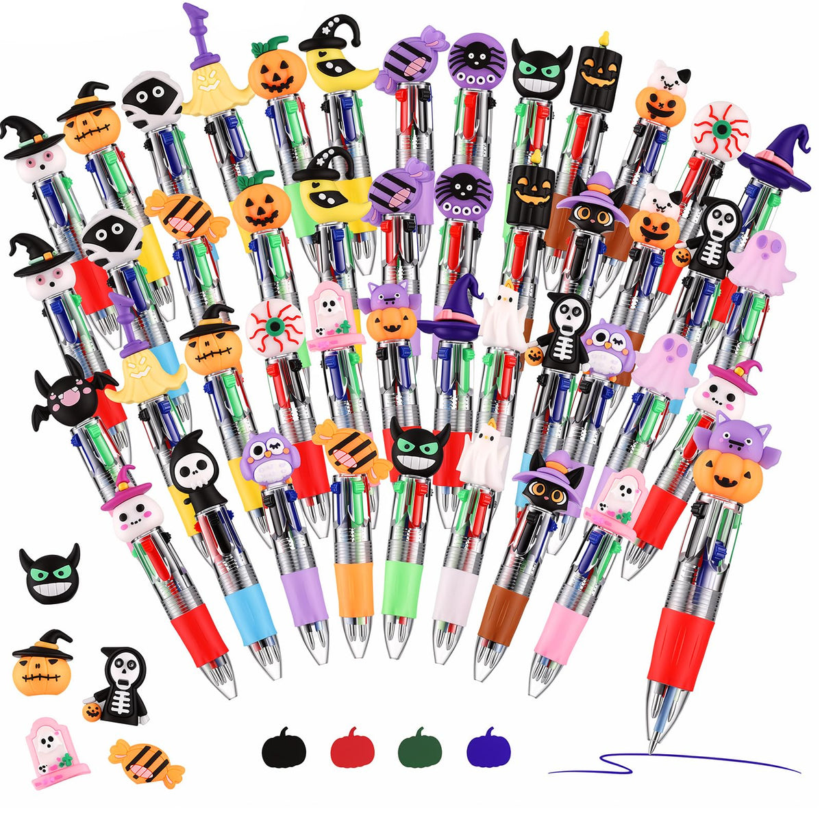 BESARME 48 Pcs Halloween Pens, Fun Multicolor Pens Gifts for Classroom