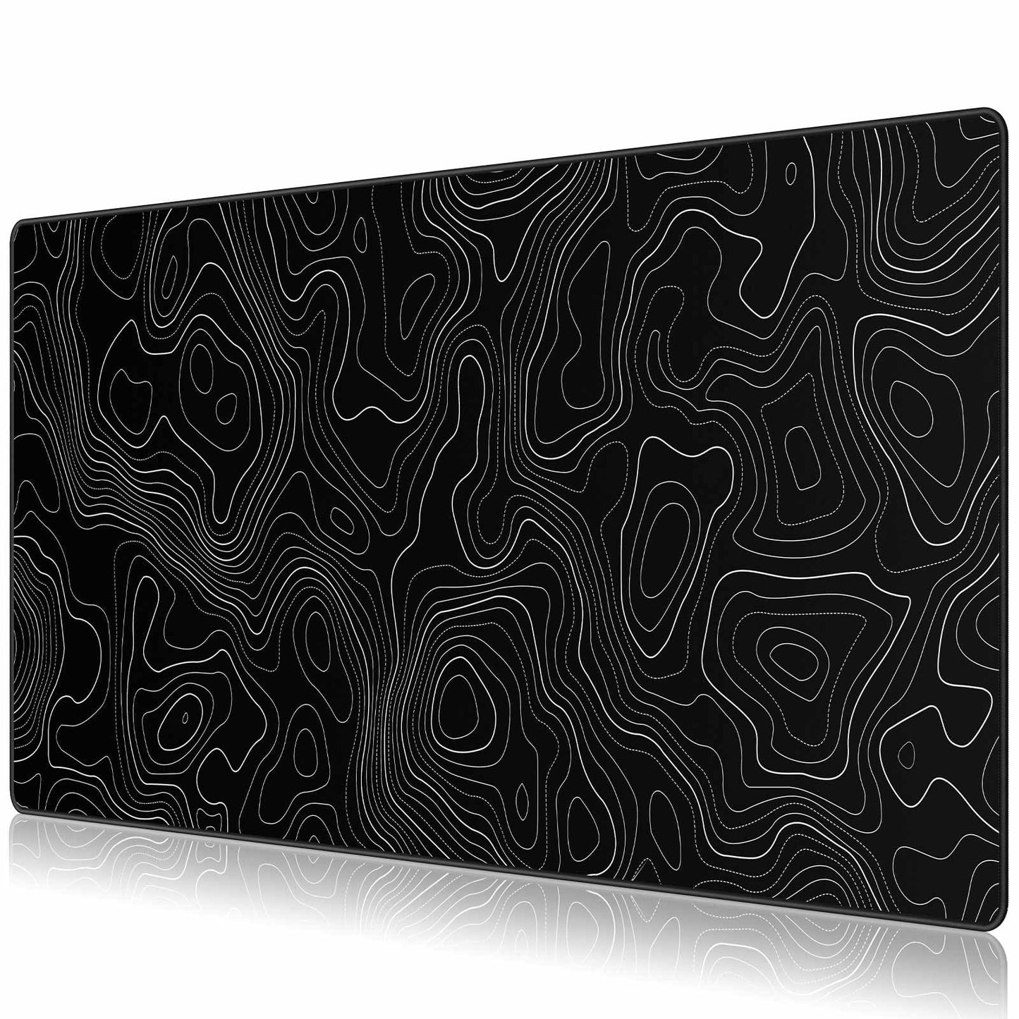 JIALONG Black Topographic Large Gaming Mouse Pad, XXL Mousepad, Big Mouse Mat Desk Pad for Keyboard