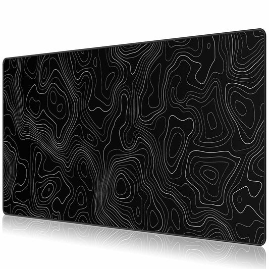 JIALONG Black Topographic Large Gaming Mouse Pad, XXL Mousepad, Big Mouse Mat Desk Pad for Keyboard