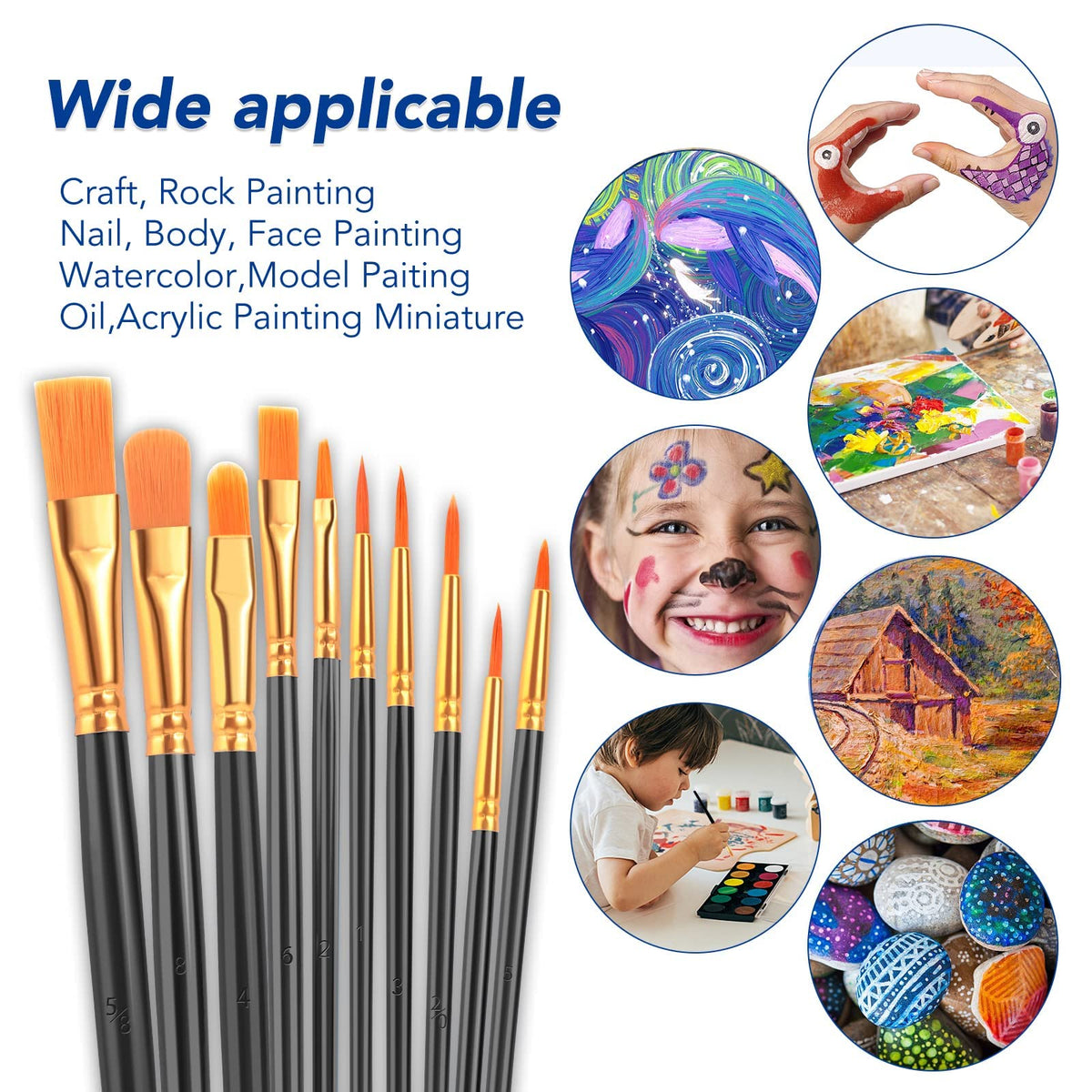 ESRICH 160PCS Paint Brushes, Paint Brush for Acrylic Painting