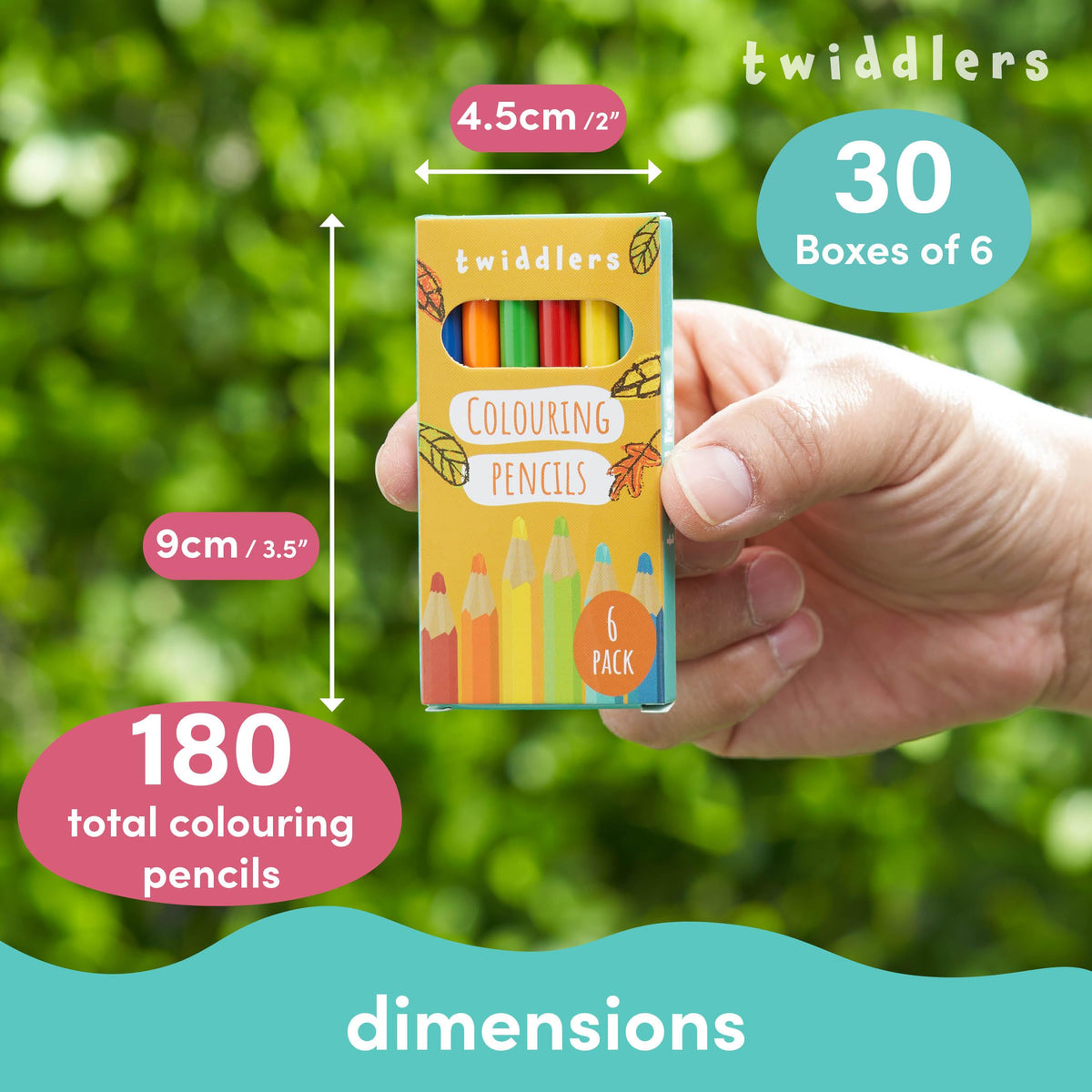 THE TWIDDLERS 30 Pack Mini Colored Pencils - 6 Pencils per box - 180 Bulk Mini Coloring Pencils for