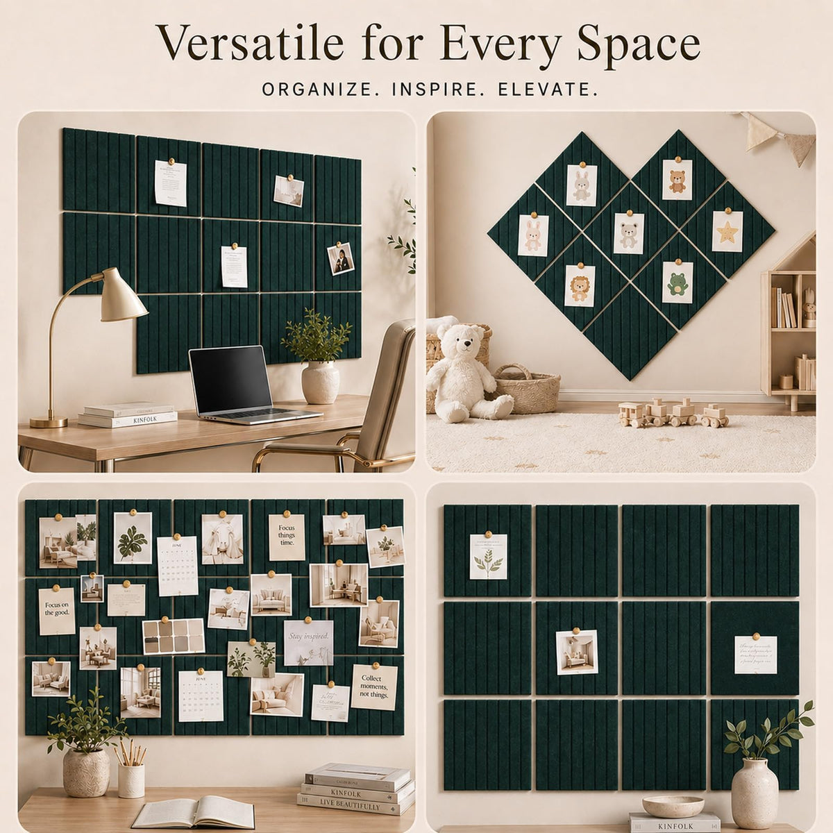 Baysola Stripe Felt Bulletin Board Tiles, Cork Board Alternative 48 x 36 in