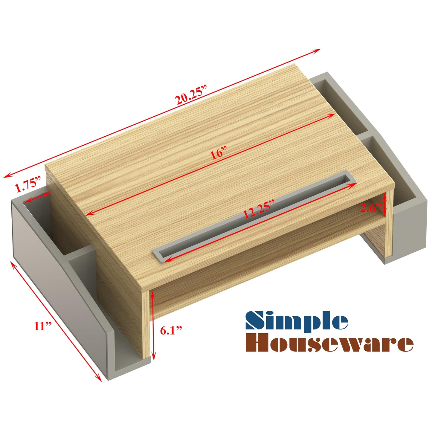 Simple Houseware Desk Monitor Stand Riser w/ Adjustable Tray, Oak